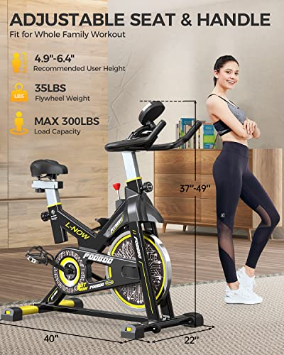 pooboo Indoor Cycling Bike, Belt Drive Indoor Exercise Bike Stationary LCD Monitor with Ipad Mount ＆Comfortable Seat Cushion for Home Cardio Workout Cycle Bike Training