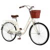 Beach Cruiser Bike for Womens 26 Inch Cruiser Bike Classic Retro Bicycle Road Bikes, Single Speed Bicycle Commuter Bicycle High-Carbon Steel Frame, Front Basket, Rear Racks (A)