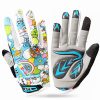 Cycling Gloves Kids Boys Girls Youth Full Finger Pair Bike Riding, Children Toddler Touch Screen Mountain Road Bicycle Warm Cold Weather Gel Padded, Color Blue Orange Age 2-11 (Light Blue, Medium)