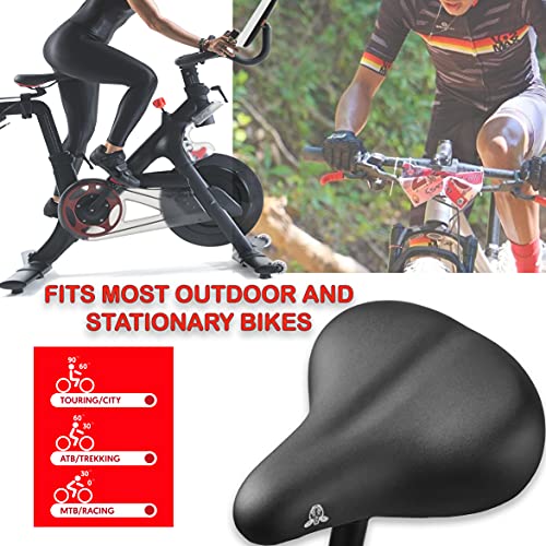 Mammoth Empire Bike Seat Cushion for Men Comfort - Women Bicycle Saddle Cushioned MTB Road Mountain Bike Stationary Exercise Bike Seat Replacement Comfy Memory Foam Extra Wide Oversized Bike Seat