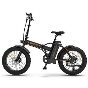 Aostirmotor Folding Electric Bike 500W 36V 13AH Ebike Removable Lithium Battery Ebike,20”4 inch Fat Tire Electric Bicycle,Ebike for Adults (Black)