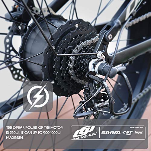 Opeak Ebike Foldable Electric Bike 750W High Speed Motor,12AH Removable 48V Ebike Battery,8 Speed,26’’*4.0 Fat Tire Electric Bike Folding Ebikes for Adults,E Bikes for Women and Men(UNIK - White)