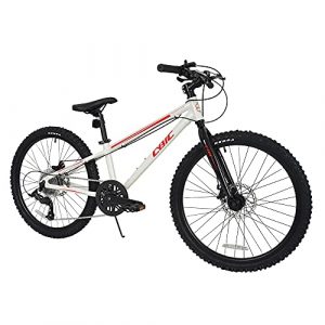 2022 Mountain Bike for Teens, Aluminum Frame, 7/8-Speed, Disc Brake, Bicycle 24 inch Wheels, Multiple Colors for Teens Urban Commuter Bike (White/Red, 24 inch Wheels)
