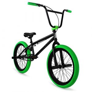 Elite BMX Bicycle 20” & 16" Freestyle Bike - Stealth and Peewee Model (Stealth Black Green, 20")