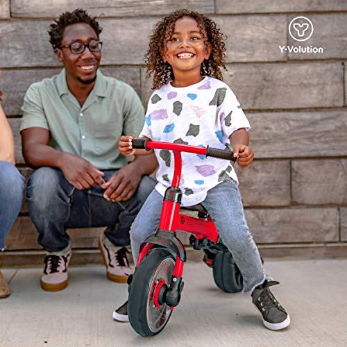 Yvolution Y Velo Flippa 4-in-1 Toddler Trike to Balance Bike | Ages 2-5 Years - Ruby