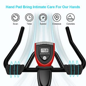 OneTwoFit Indoor Cycling Bike, Exercise Bike with 44LBS Heavy Flywheel and Silent Belt Drive, Stationary Bike Comfortable Seat Cushion LCD Monitor, Fitness Workout Bike for Home Gym Cadio Training