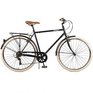 Retrospec Beaumont-7 Seven Speed Men's Urban City Bike, 58cm/Large, Matte Black