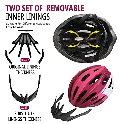 JetBlaze Bicycle Helmet, Adjustable Lightweight Cycling Helmet,City Commuter Bike Helmet with Detachable Visor for Youth, Women, Men, Adult (Pink & White, L/XL)