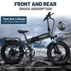 Electric Bike for Adults 750W 30MPH Hummer-S - 20’’ x 4.0’’ Snow Fat Tires Folding Ebike with Full Suspension, 48V/12AH Removable Battery Electric Bicycle with Shimano 8-Speed, Dual Hydraulic Brakes