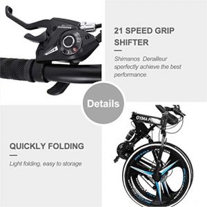 Folding Mountain Bike,26 inch 21 Speed Carbon Steel Mountain Bicycle for Adults,Full Suspension Disc Brake Outdoor Bikes for Men Women