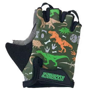 ZippyRooz Toddler & Little Kids Bike Gloves for Balance and Pedal Bicycles for Ages 1-8 Years Old. 8 Designs for Boys & Girls (Dinosaurs, Little Kids Large (5-6))