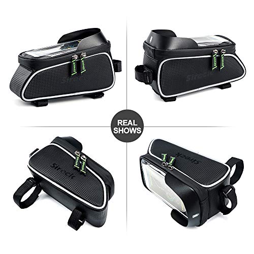 Sireck Bike Phone Front Frame Bag - Waterproof Bicycle Bag Touchscreen Mountain Road Bike Phone Holder Top Tube Bag Cycling Phone Mount Pack Phone Case for 6.5" iPhone 13/12 Pro Max，xs max