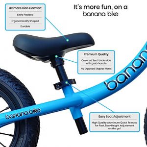 Banana GT Balance Bike - Lightweight Toddler Bike for 2, 3, 4, and 5 Year Old Boys and Girls – No Pedal Bikes for Kids with Adjustable Handlebar and seat – Aluminium, Air Tires - Training Bike (Blue)