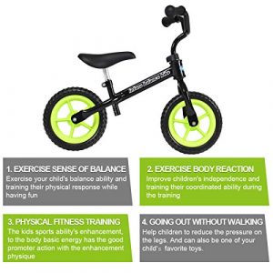 INFANS Kids Balance Bike, Toddler Running Bicycle, Seat Height Adjustable, Non-Slip Handle, Inflation-Free EVA Tires, Lightweight Training Bicycle (Black, 10-inch)
