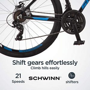 Schwinn GTX 2.0 Comfort Adult Hybrid Bike, Dual Sport Bicycle, 18-Inch Aluminum Frame, Black/Blue