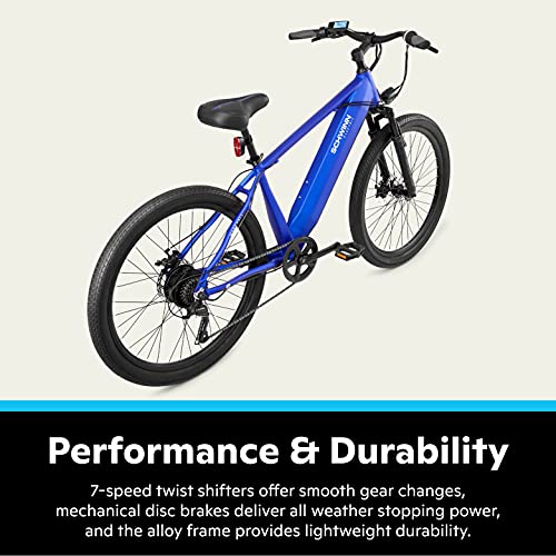 Schwinn Marshall Adult Electric Hybrid Bike, Step-Over Frame, Large/X-Large, Blue