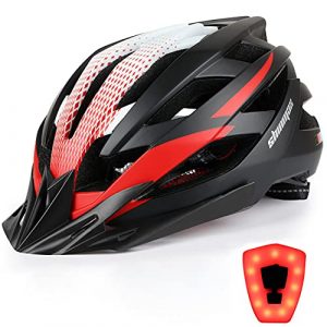 Bike Helmet for Men Women, Shinmax Bicycle Helmet with USB Charging Light Detachable Sun Visor Portable Bag Reflective Straps Mountain Road Cycling Helmet(Bc-025)