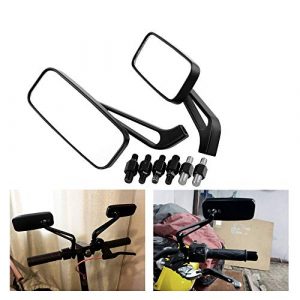MZS Motorcycle Rear View Mirrors Universal Side Mirror Adjustment 8MM 10MM Mini Rectangle Black Compatible with Cruiser Chopper Touring Street Naked Road Bike Scooter Moped