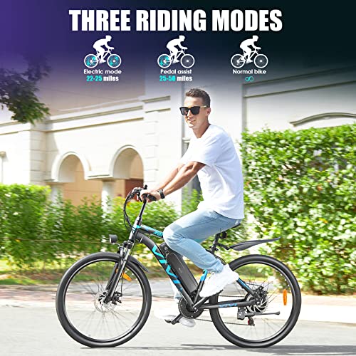 VIVI Electric Bike 26" Electric Mountain Bike 350W Electric Bicycles for Adults Commuter Ebike with Removable Battery, Shimano 21-Speed Drivetrain, Throttle and Pedal Assist
