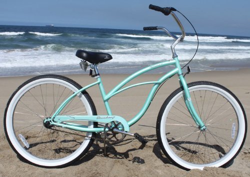 Firmstrong Urban Lady Seven Speed Beach Cruiser Bicycle, Mint Green w/Black Seat, 15.5 inch/Large, (15198)