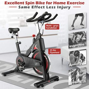 ADVENOR Magnetic Resistance Indoor Cycling Bike, Belt Drive Indoor Exercise Bike Stationary LCD Monitor with Ipad Mount ＆Comfortable Seat Cushion. 35 lbs Flywheel. 2022 Upgraded Version（black）