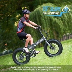 AVANTREK Cybertrack 200 Electric Bike for Adults, 1.5X Faster Charge, 500W Brushless Motor 48V/10Ah Removable Battery 20