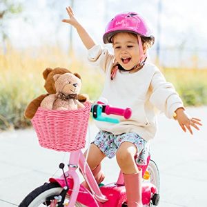 EIRONA Bike Handlebar Basket for Kids Bicycle, Balance Bike, Scooter, Tricycle, Bicycle Storage with DIY Decal, Pink