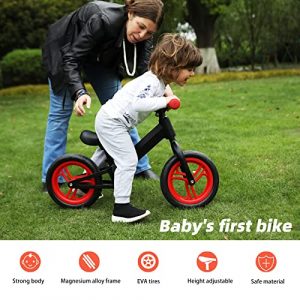 ELANTRIP Balance Bike, Magnesium Alloy Frame Toddler Bikes ，Suitable for Children Aged 2-5 Year Old Kids Cute Toddler First No Pedal Sport Balance Bike 12-inch with Adjustable Seat, Blue
