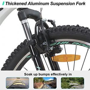 Hiland 26 Inch Mountain Bike for Youth/Women 21Speed MTB Bicycle 18 Inch Suspension Fork Urban Commuter City Bicycle White&Black