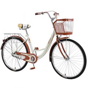 26 Inch Women's Cruiser Bike,Classic Bicycle Retro Bicycle Beach Cruiser Bicycle Retro Bicycle (Women's Bike,Lady) (Beige)