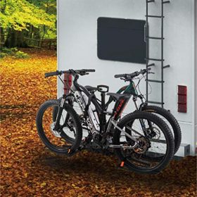 HYPERAX Volt RV Hitch Mounted E Bike Rack Carrier for RV, Camper, Motorhome, Trailer, Toad with 2 inch Class 3 or Higher Hitch Fits Up to 2x70lbs EBike MTB Gravel Road Bike with Up to 5-inch Fat Tire