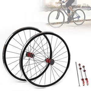 700c Road CX Bike Wheelset 2 Pcs Ultra-Light Aluminum Alloy Bicycle Bike Wheel Set 30mm Rim Sealed Bearing Carbon Fiber Wheelset for 7/8/9/10/11 Speed Set