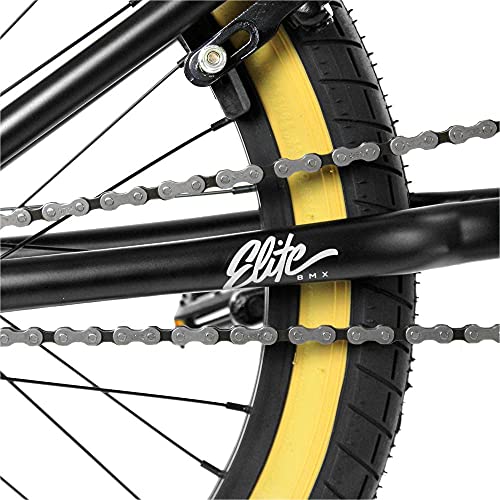 Elite BMX Bicycle 20” & 16" Freestyle Bike - Stealth and Peewee Model (Stealth Black Gum, 20")