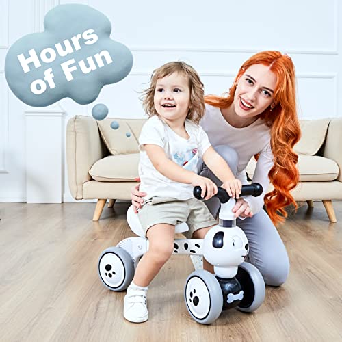 Baby Toddler Balance Bike No Pedals 10-36 Months Ride-on Toys Gifts Indoor Outdoor Tricycle Balance Bike for 1 Year Old Boys Girls First Birthday Gift (Spot Dog)