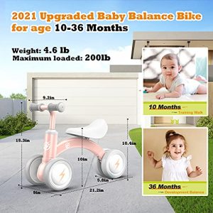 Baby Balance Bikes, Upgraded Toddler Bikes 10-36 Months Gifts for 1 Year Old Boys Girls, Cute Kids Riding Toys with Soft Seat & Silence Wheels to Train Baby Standing and Running for Indoor and Outdoor