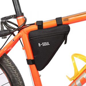 Bicycle Triangle Bag Waterproof Bike Bicycle Frame Front Tube Pouch Bag Oxford Quick Release Front Saddle Cycling Bike Top Tube Triangle Tool Bag (Black)
