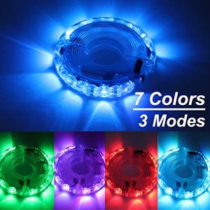 Solhice 2 Tire Rechargeable Bike Wheel Lights Hub, Waterproof LED Cycling Spoke Lights 7 Color Bicycle Decoration Light for Kids and Adults Night Riding