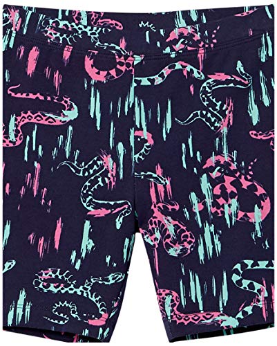 Spotted Zebra Girls' Bike Shorts, Pack of 5, Green/Navy/Purple, Tie Dye/Snakes, Small