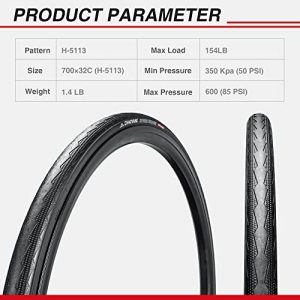 Chao YANG Urban Bicycle Tire Set, Foldable Bicycle Tire Set, Featured with Double Tread Puncture Protection, 700x32C, for On Road Use & Racing, 2-Pack