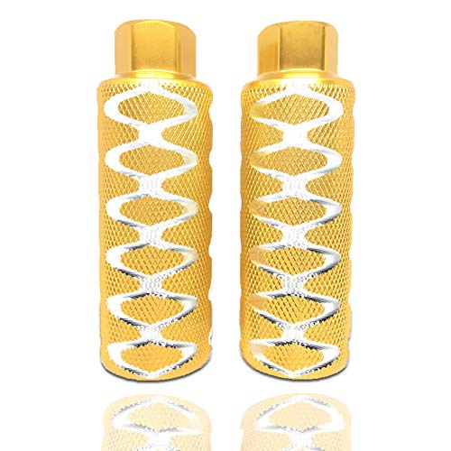 WADEKING Bike Pegs 4.3" Length, Fit 3/8 inch Axles, for Freestyle BMX Bikes and All Kinds of Bicycles, Durable, Stylish Non-Slip Carving（2 Pieces）(Yellow)