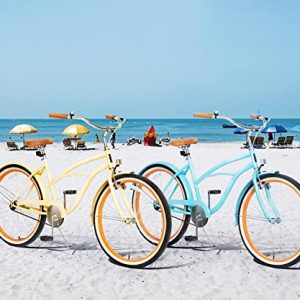 ACEGER Womens’ Cruiser Bike, Single Speed Beach Bike(Cyan, 26 inch)