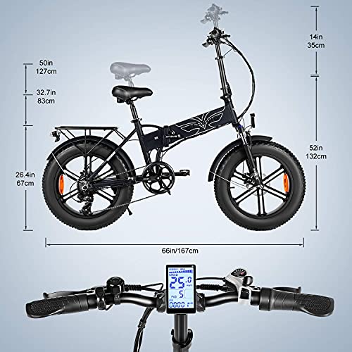 ENGWE 750W Folding Electric Bike for Adults 20" 4.0 Fat Tire Mountain Beach Snow Bicycles Aluminum Electric Scooter 7 Speed Gear E-Bike with Detachable Lithium Battery 48V12.8A Up to 28MPH (Black)