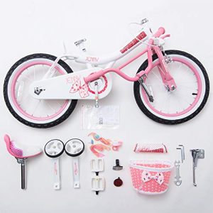 RoyalBaby Girls Bike Jenny 16 Inch Girl's Bicycle With Training Wheels Kickstand Basket Child's Cycle Pink