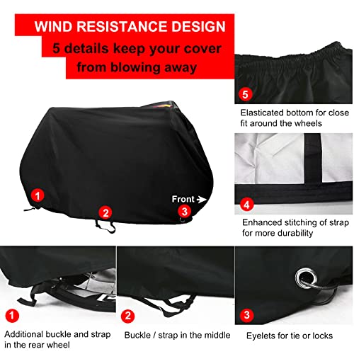 Kotivie Black Lockable Foldable Waterproof Sun Protective Bicycle Cover for 1 to 3 All Kinds of Bikes with Double Buckle Straps