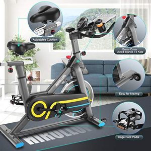 ANCHEER Indoor Cycling Bike Stationary, Excerise Bikes with APP Control Adjustable Resistance, Ipad Mount ＆Comfortable Seat Cushion for Home Home Cardio Workout Max Capacity Weight 350lbs