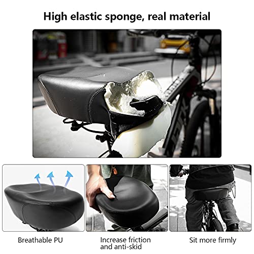 Noseless Bicycle Seat for Man Comfort,Extra Wide Bicycle Seat for Woman,Oversize Electric Bicycle Saddle,Nose Free Bike Saddle Waterproof,Functional Bicycle Seat for Casual Riding