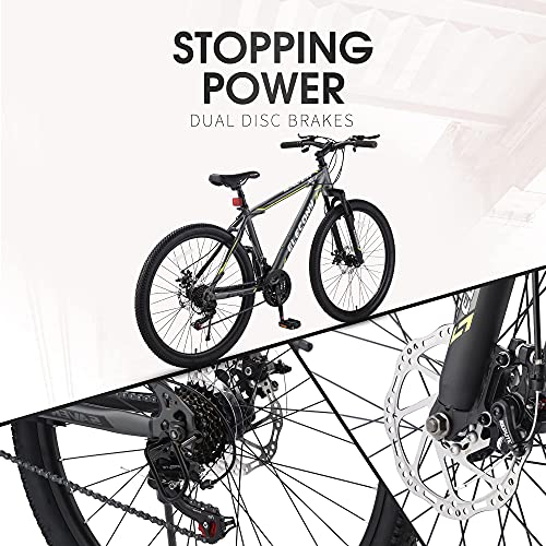 Elecony Saver100 24 Inch Mountain Bike Boys Girls Shimano 21 Speed Mountain Bicycle with Daul Disc Brakes and Front Suspension MTB
