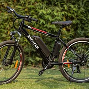 ANCHEER Electric Bike 26 inch 500W Electric Mountain Bike, Adults Electric Bicycle E-Bike with 12.5Ah Battery, Road Cruising/Treking/Commuting Bike Professional 21-Speed Gearshift & Front Suspension
