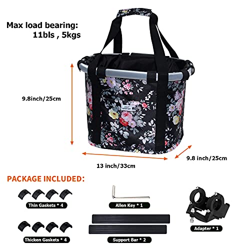 Next Station Bike Basket for Women, Bicycle Handlebar Basket for Small Dog Cat, Easy Install and Quick Release Multi-Purpose Picnic Basket Shopping Bag
