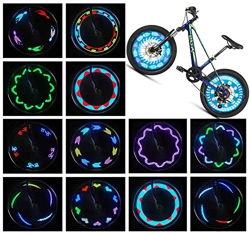 Bike Wheel Lights (2 Tire Pack) - Waterproof LED Bicycle Spoke Lights Safety Tire Lights - Great Gift for Kids Adults - 30 Different Patterns Change - Bike Accessories